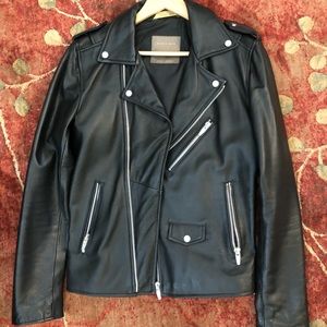 Real Black Leather Jacket Zara
